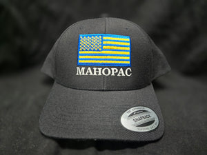 Mahopac embroidered American Flag snapback hat.