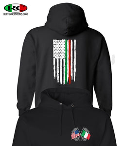 Italian American Flag Black Hoodie