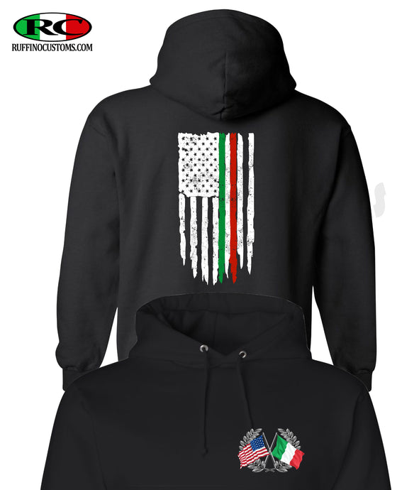 Italian American Flag Black Hoodie