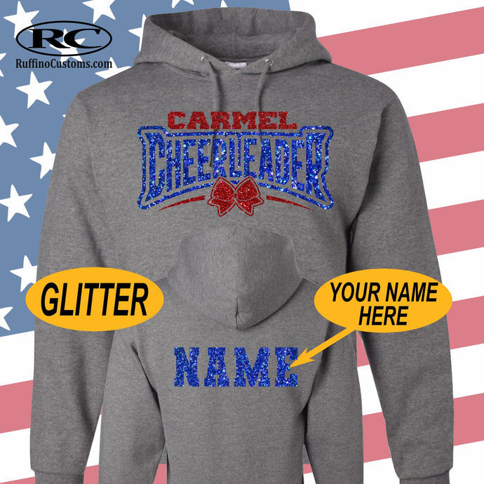 Carmel Rams Cheerleader Spirit wear Glitter hoodie