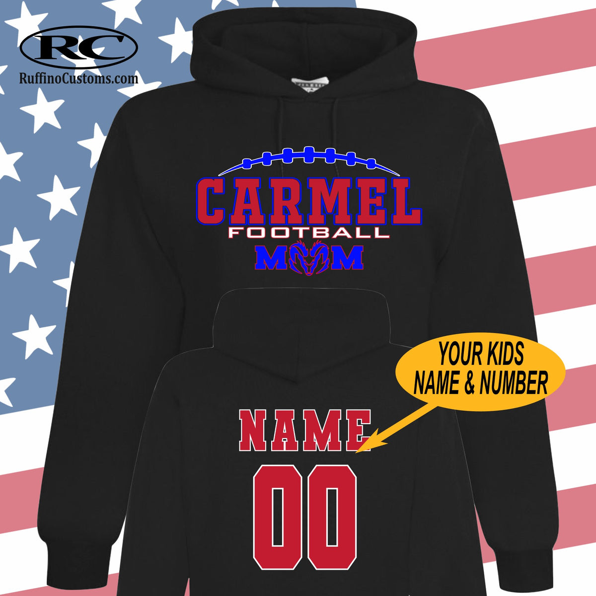 Carmel Rams Football Mom Hoodie – Ruffino Customs Apparel