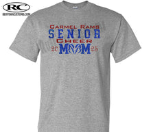Load image into Gallery viewer, Carmel Rams Football Senior Cheer Mom Glitter T-Shirt