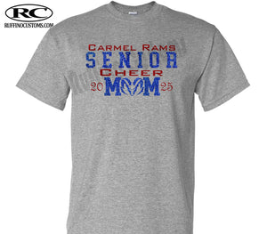 Carmel Rams Football Senior Cheer Mom Glitter T-Shirt