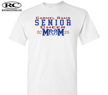 Load image into Gallery viewer, Carmel Rams Football Senior Cheer Mom Glitter T-Shirt