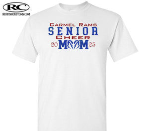 Carmel Rams Football Senior Cheer Mom Glitter T-Shirt