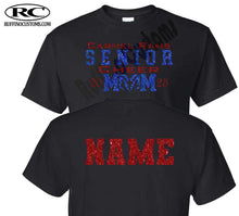Load image into Gallery viewer, Carmel Rams Football Senior Cheer Mom Glitter T-Shirt