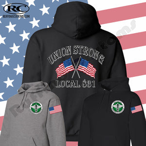 Union Strong Local 831 DSNY American flag hoodie