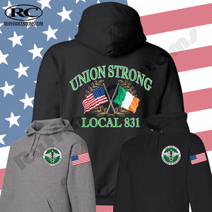 Union Strong Local 831 Irish / American Flag DSNY Hoodie