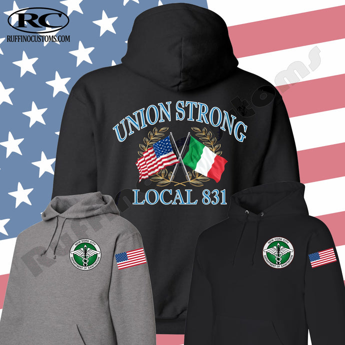 Union Strong DSNY 831 Italian / American Flag Hoodie