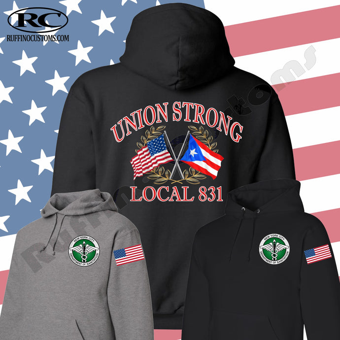 Union Strong DSNY American / Puerto Rican Flag 831 Hoodie