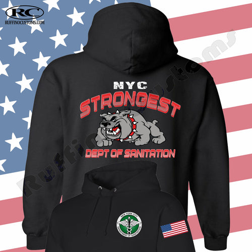 DSNY NYC STRONGEST DEPT OF SANITATION BULLDOG HOODIE