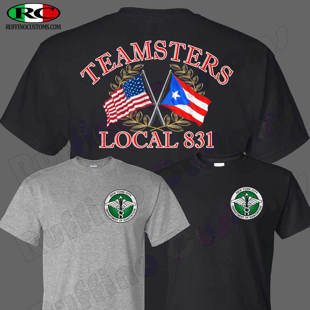 DSNY Teamsters Union Puerto Rican American flag Local 831 T Shirt.