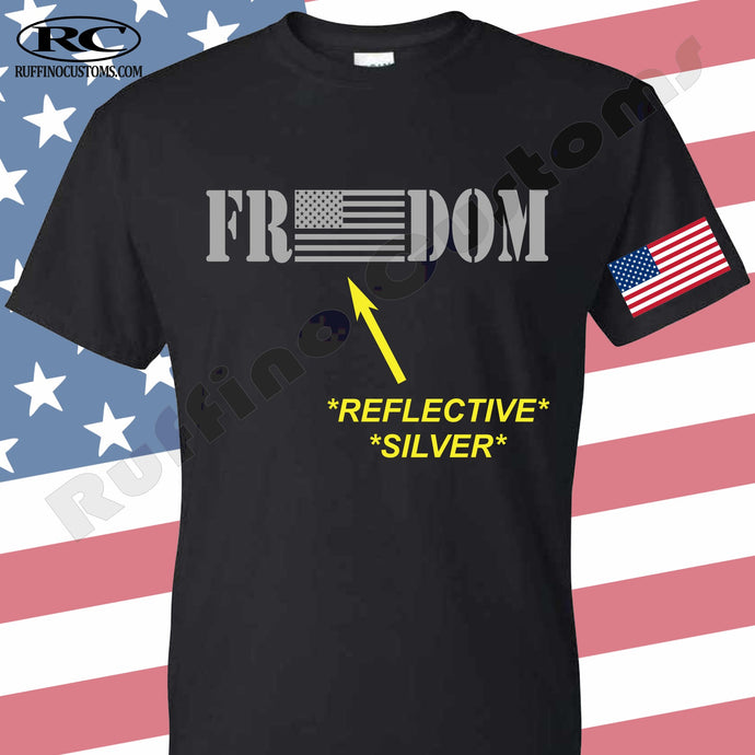 Freedom Tshirt American flag on sleeve