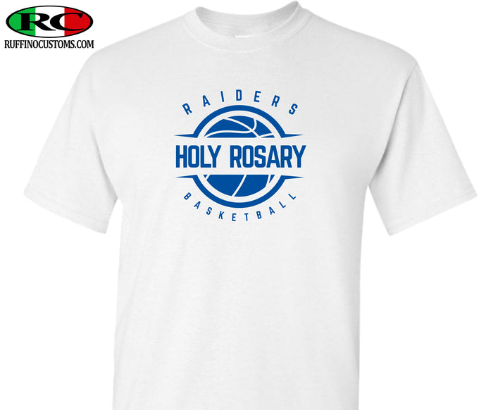 Raiders Holy Rosary Basketball White T-Shirt