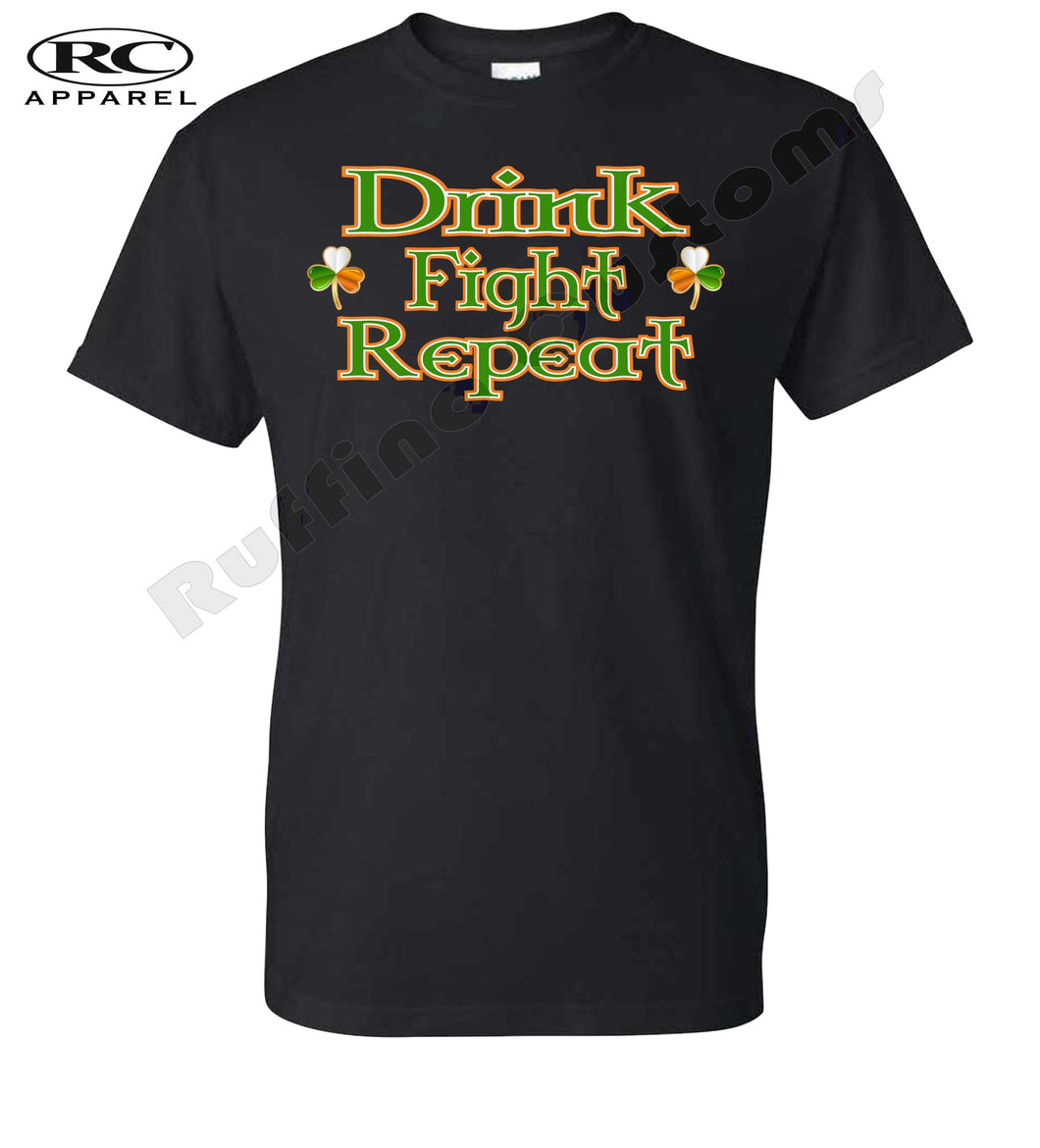 Drink Fight Repeat 3 Leaf Clover Irish T Shirt