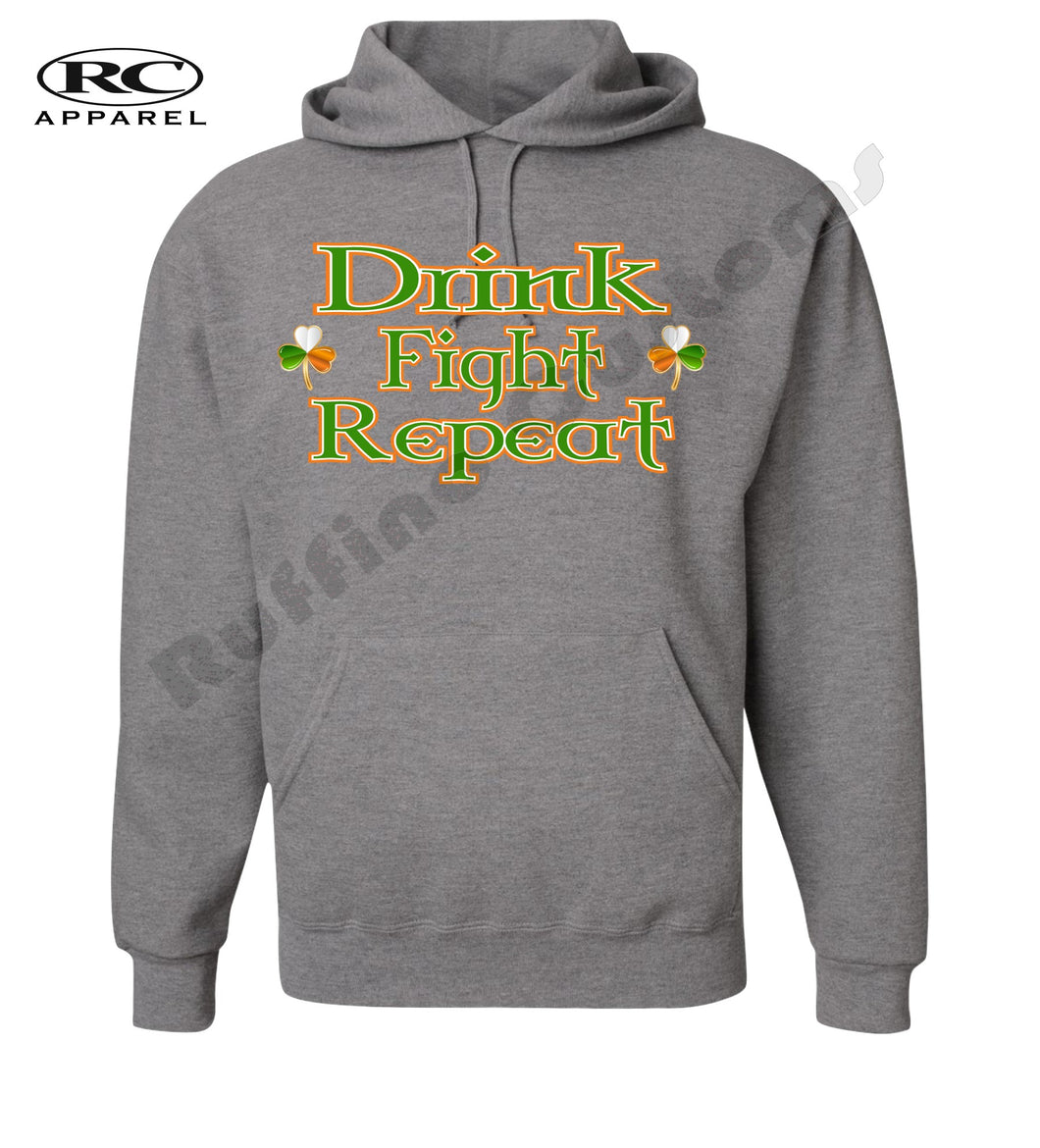 Drink Fight Repeat 3 Leaf clover Irish hoodie