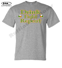 Load image into Gallery viewer, Drink Fight Repeat 3 Leaf Clover Irish T Shirt