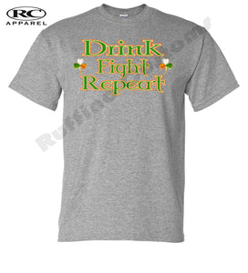 Drink Fight Repeat 3 Leaf Clover Irish T Shirt
