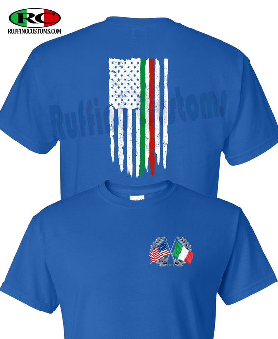 Italian American Flag Royal Blue Tshirt
