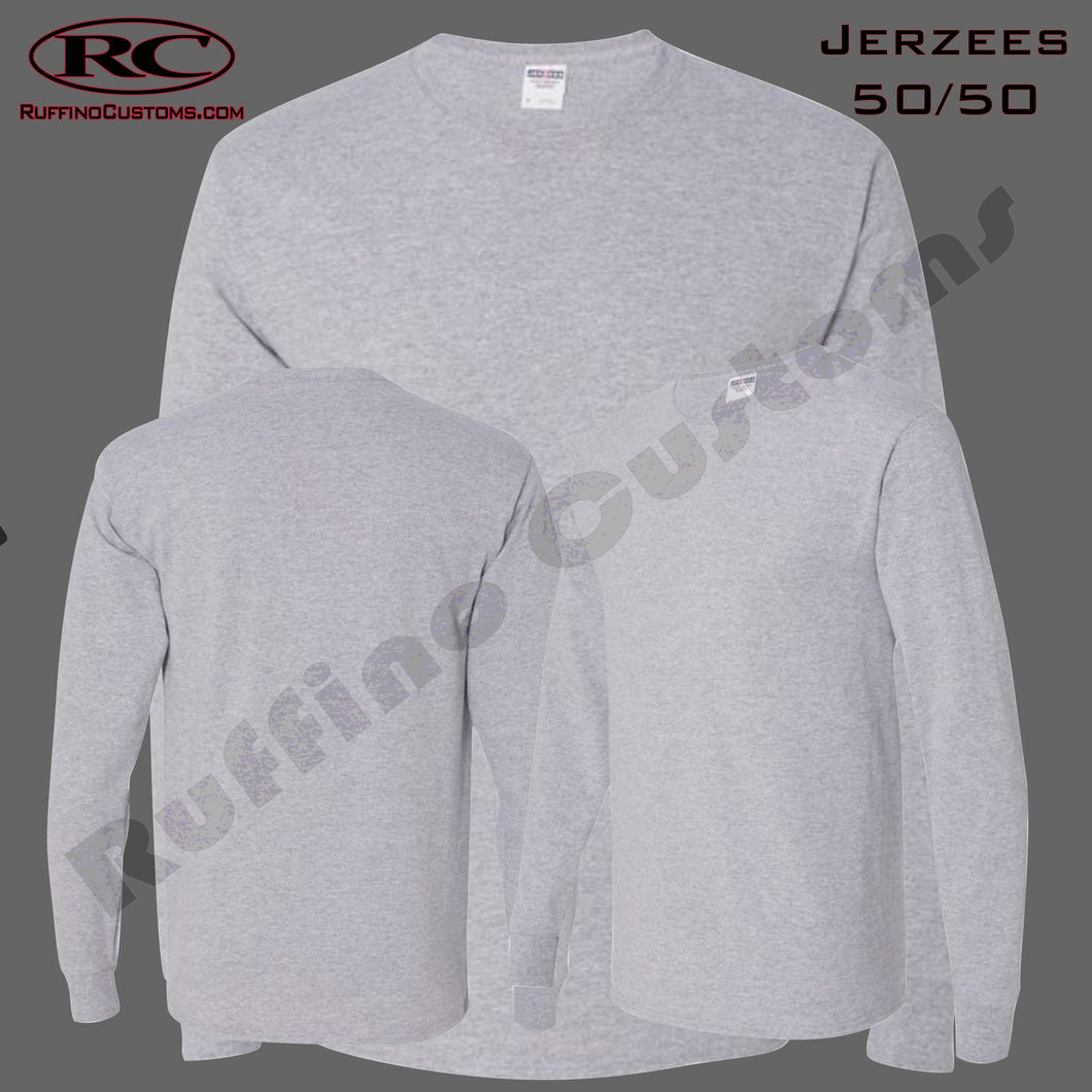 GREY LONG SLEEVE T SHIRT FULLY CUSTOMIZED OR BLANK