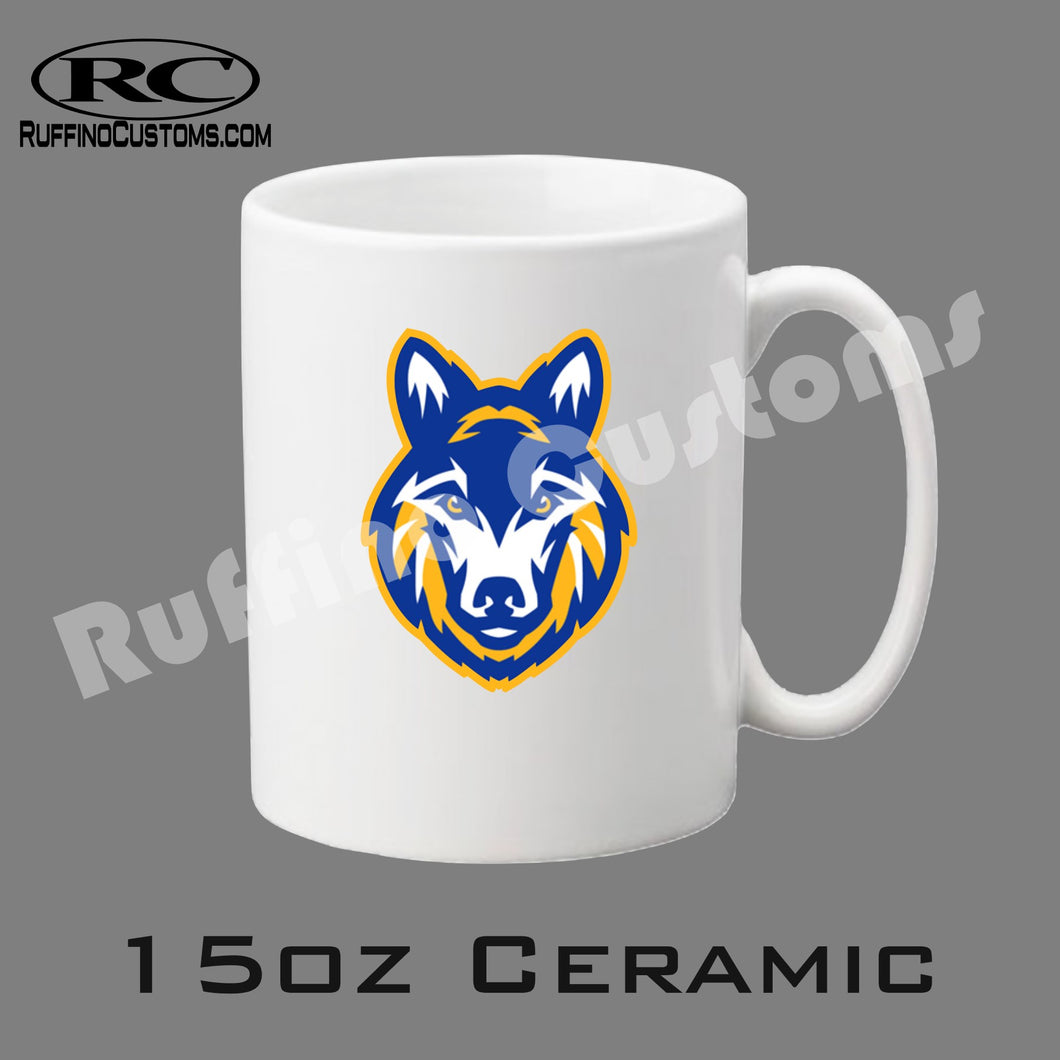 Mahopac wolfpac wolf head 15oz coffee mug