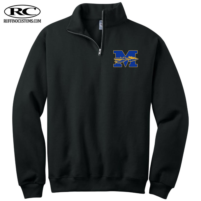 Mahopac Old School Logo M with Indian arrow Adult Quarter Zip Sweatshirt