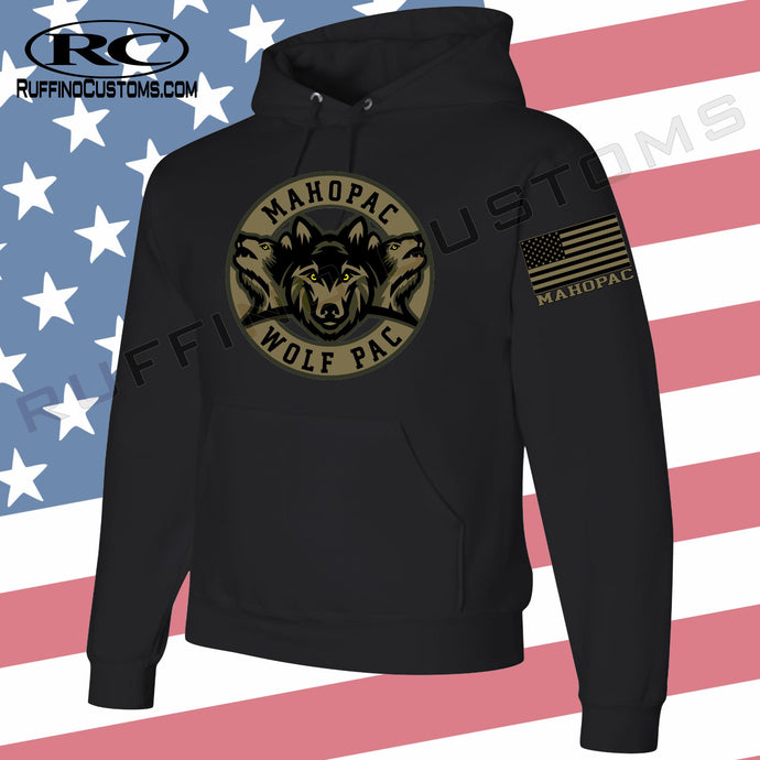 Mahopac Military Green logo Black Hoodie