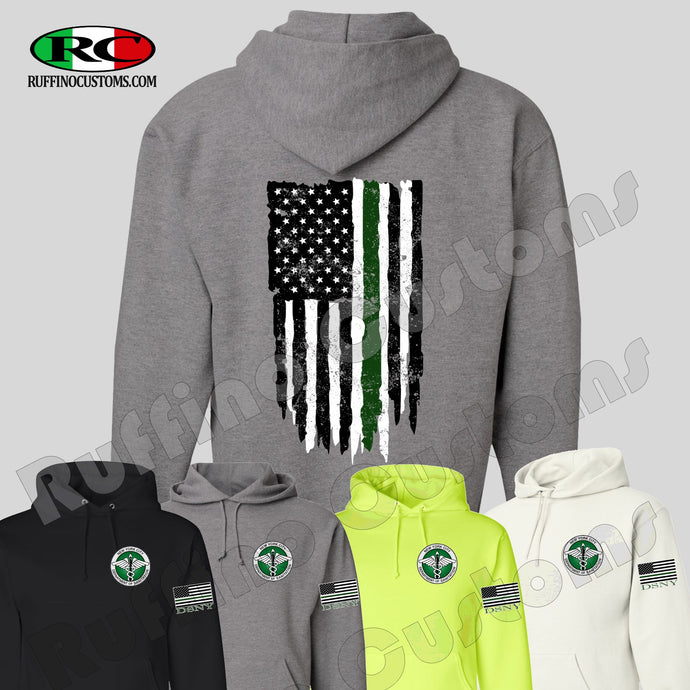 DSNY Green Line American Flag Hoodie, Department of Sanitation * NEW