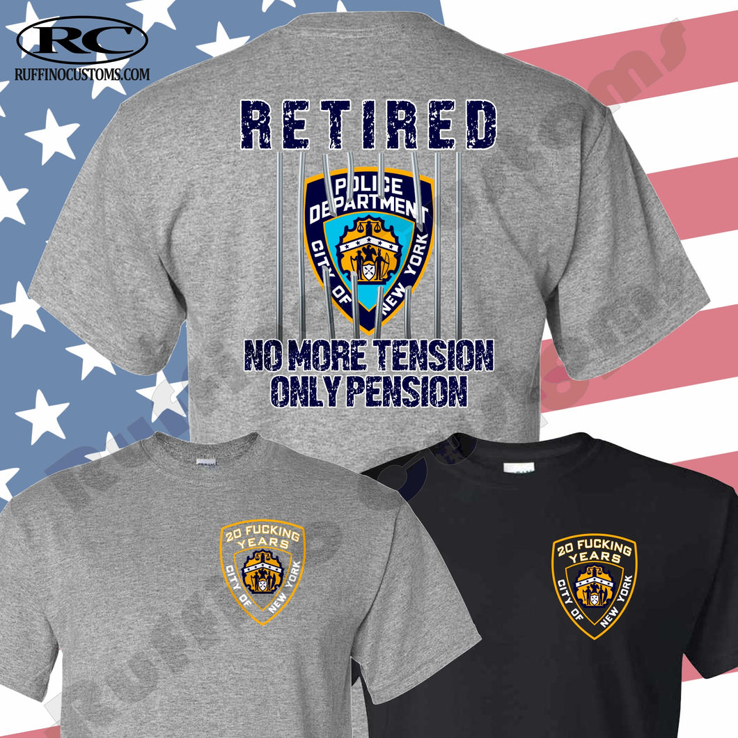 Police Department NYPD Distressed Retired 20 Fucking Years T Shirt