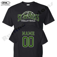 Load image into Gallery viewer, St Patricks Volleyball Black T Shirt