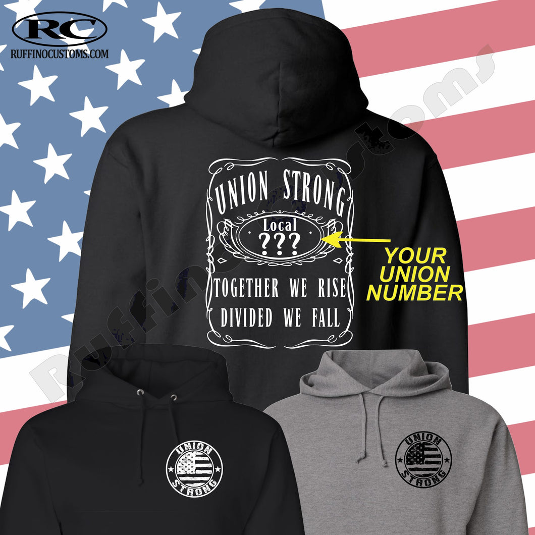 Union Strong Local Distressed American flag hoodie