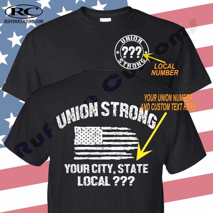 Custom Union Strong Distressed City State American Flag T Shirt