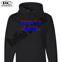 Load image into Gallery viewer, Carmel Rams Football Senior Cheer Mom Hoodie