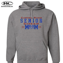 Load image into Gallery viewer, Carmel Rams Senior cheer mom glitter hoodie
