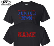 Load image into Gallery viewer, Carmel Rams Senior football mom glitter t-shirt