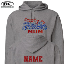 Load image into Gallery viewer, Carmel Rams football mom glitter hoodie