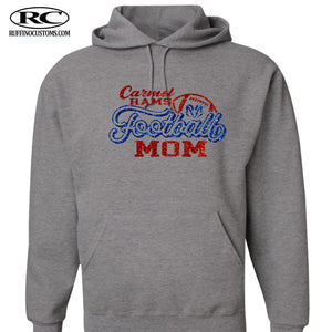 Carmel Rams football mom glitter hoodie