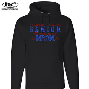 Carmel Rams Senior cheer mom glitter hoodie