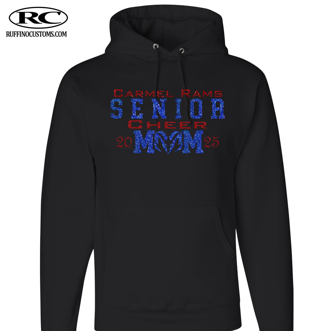 Carmel Rams Senior cheer mom glitter hoodie