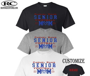 Carmel Rams Senior football mom glitter t-shirt