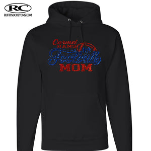Carmel Rams football mom glitter hoodie