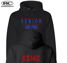 Load image into Gallery viewer, Carmel Rams Senior cheer mom glitter hoodie