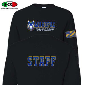 Fulmar Staff Long sleeve t-shirt. Fulmar Road Elementary STAFF on back