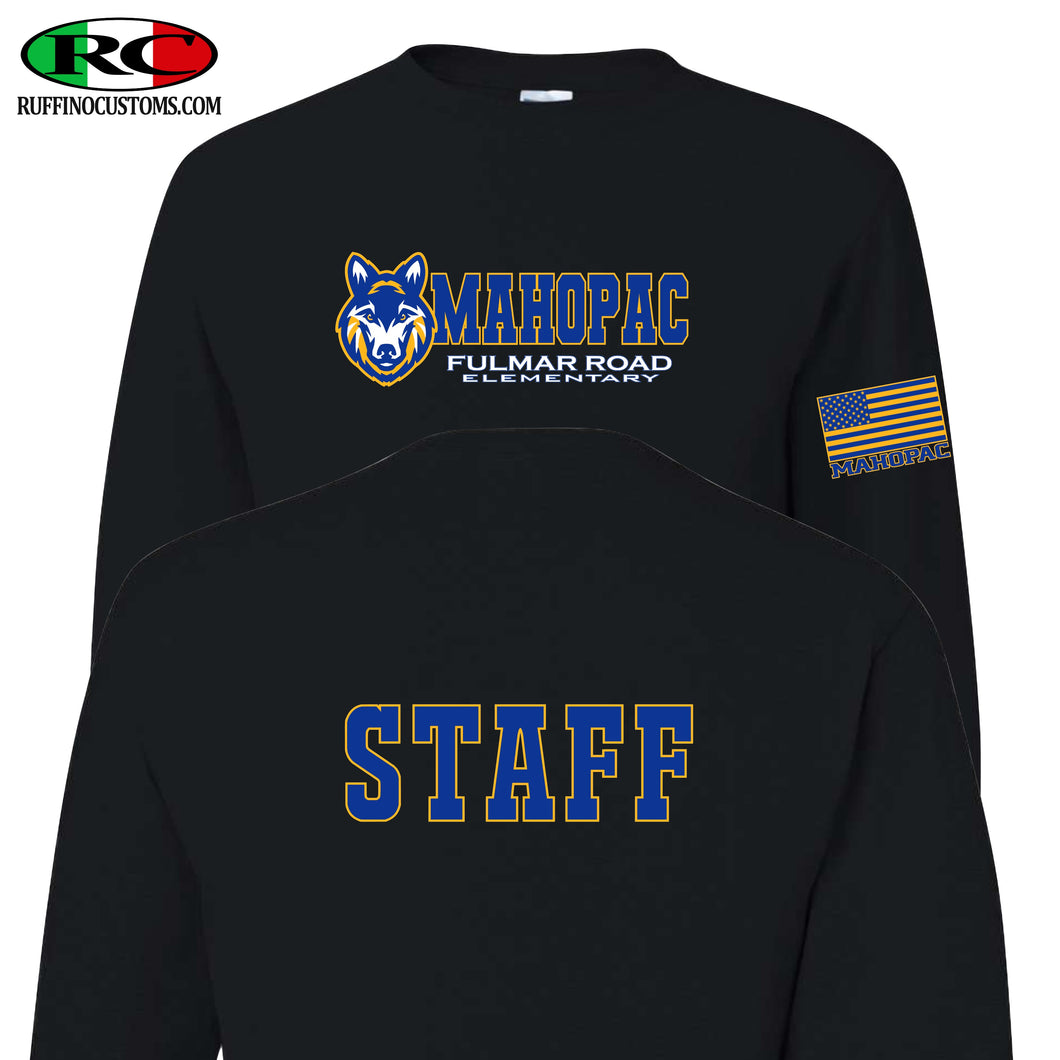 Fulmar Staff Long sleeve t-shirt. Fulmar Road Elementary STAFF on back