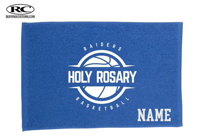 Holy Rosary Basketball towel with custom name
