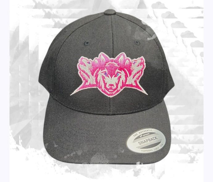 Embroidered Mahopac 3headed pink wolf snapback hat