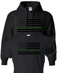 DSNY NYC Sanitation Green Line American Flag T-Shirt or Hoodie