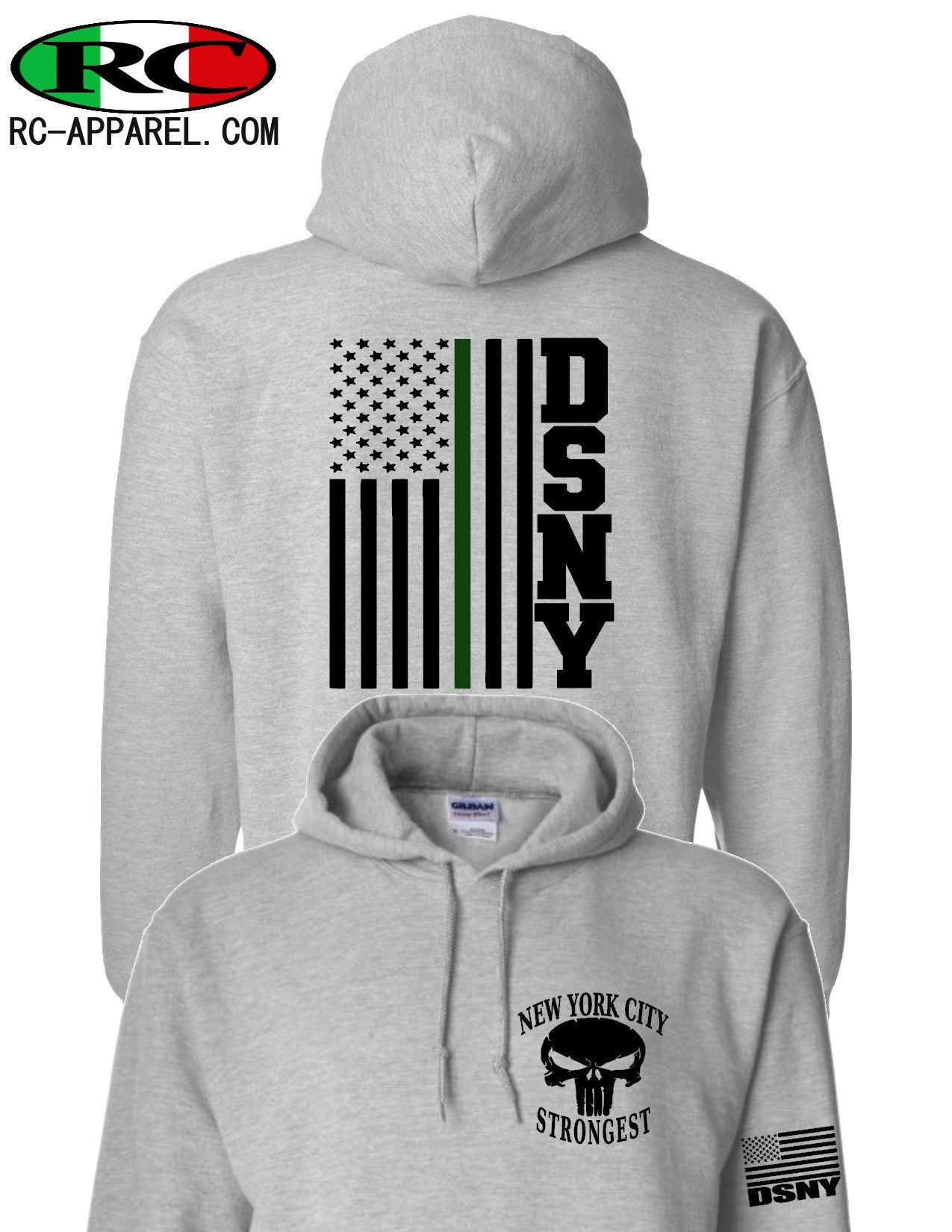 SA Company Inner Lined Hoodie | Blackout American Flag | Size L