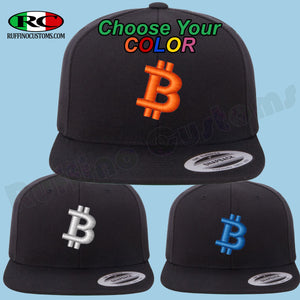 Bitcoin Embroidered 3D Puff Logo Snapback Hat Black