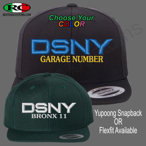 DSNY PUFF Embroidered Snapback or Flex Fit Hat with your garage number –  Ruffino Customs Apparel | Flex Caps